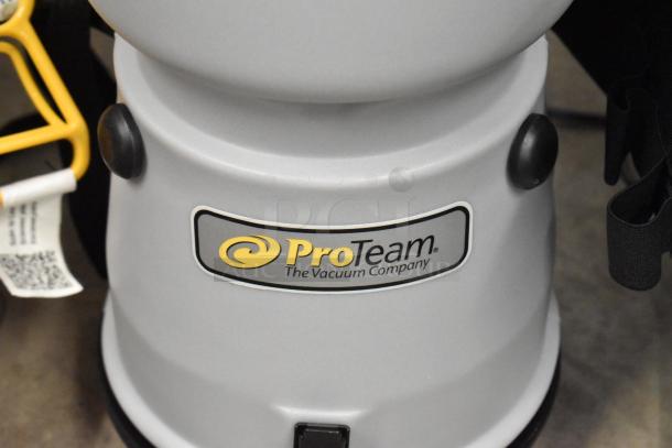 Brand new ProTeam LV-100 backpack vacuum, 120V, 1 phase. Scratch and dent condition. Logo tag visible.