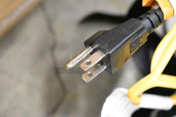 Brand new ProTeam LV-100 backpack vacuum, 120 volts, 1 phase; image shows the power plug.