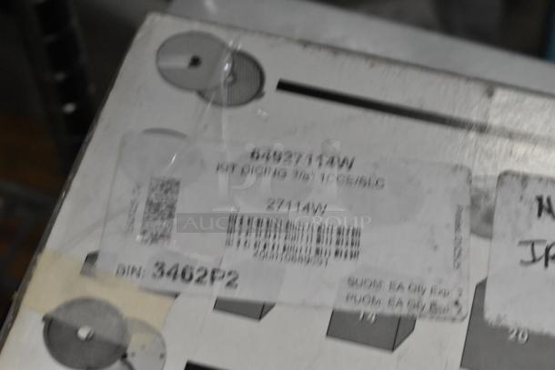 Robot Coupe dicing kit box with label showing Model 27114W, marked 3/8" size. New, potential scratch and dent condition.