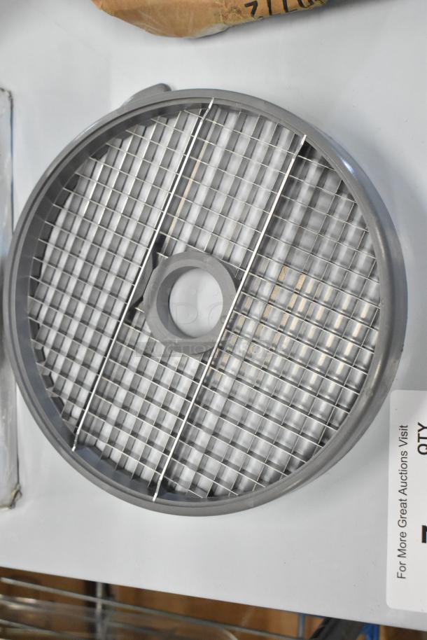 Brand new Robot Coupe 27114W 3/8" x 3/8" dicing kit, showing intact metal grid, for precise food cutting.