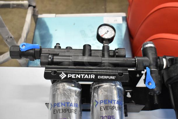 Brand new Everpure EV9797-22 Kleensteam II Twin Water Filtration System, 5 Micron, 5 GPM, minor scratches, visible Pentair branding.