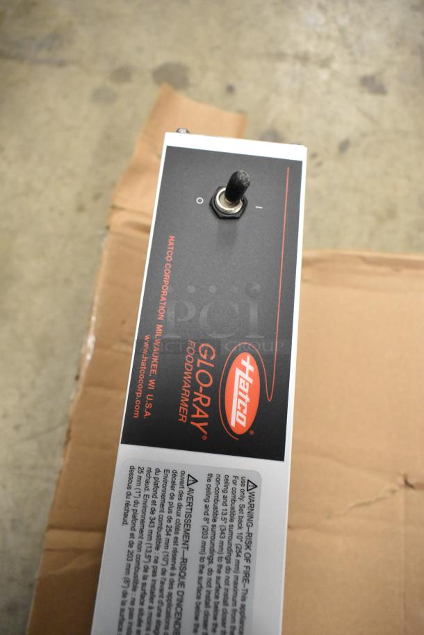 Hatco GRAH-60 Glo-Ray 60" food warmer, high wattage, toggle controls, 120V, new scratch & dent, label visible.