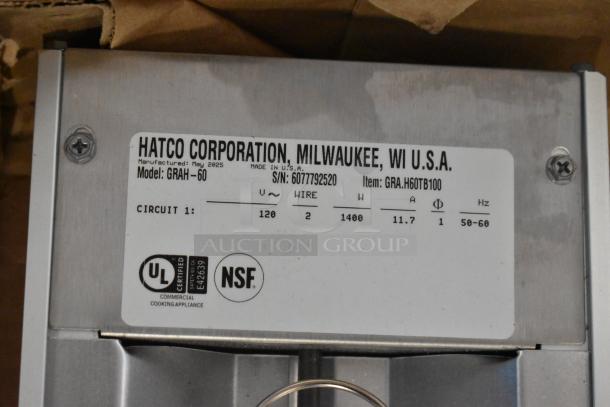 Hatco GRAH-60 Glo-Ray Infrared Food Warmer, new with label showing model, specs, UL and NSF certified, 120V, 1 Phase.