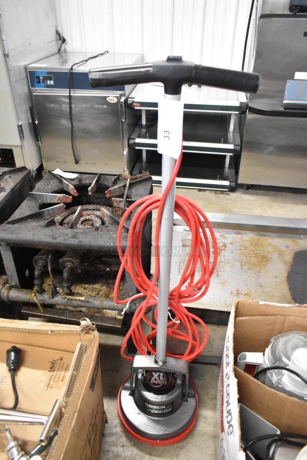 BRAND NEW Oreck 550MC Orbiter 12" Floor Machine, 115V, shown with red cord, in a scratch and dent condition. Model ORB550MC.