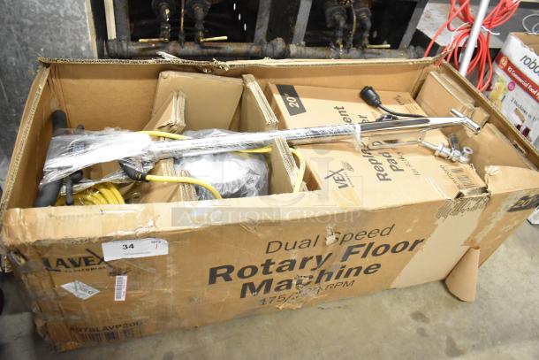 BRAND NEW SCRATCH AND DENT! Lavex 978LAVP20 20" Oreck ORB550MC dual speed rotary floor machine in box. Packaging worn.