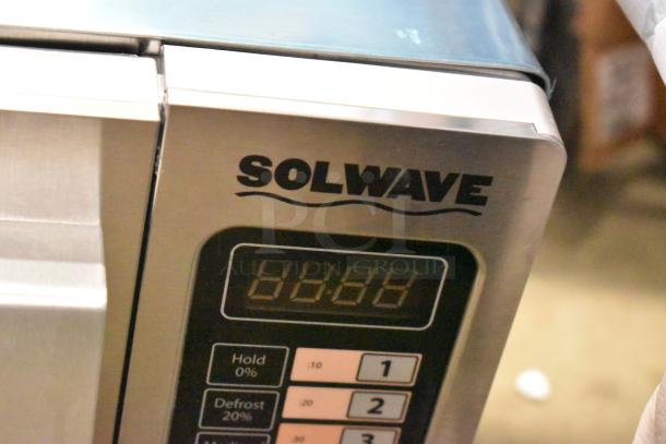 Brand new Solwave 180MW1000SS stainless steel commercial microwave with push button controls, 120 volts, 2025 model.