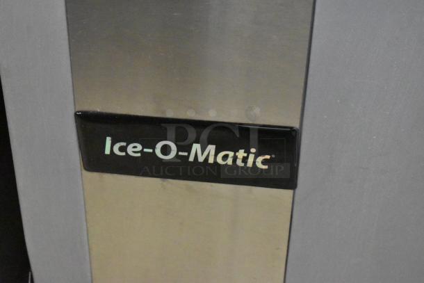 2022 Ice O Matic ICEU150FW8 commercial ice machine, metal finish, 115 volts, 1 phase. "Ice-O-Matic" logo visible.
