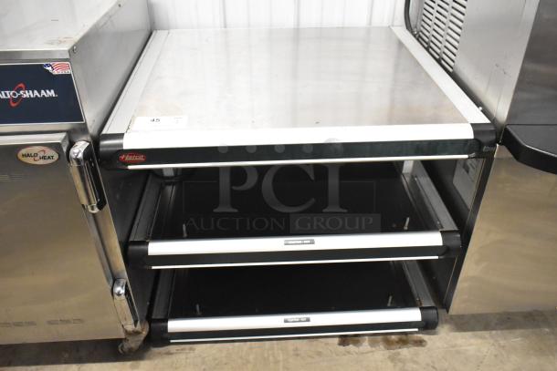 Hatco GR2SDH-24D heated display shelf, metal, 2 levels, countertop design, 120V, 1 phase, used condition.