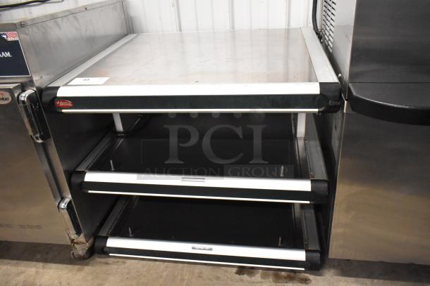 Hatco GR2SDH-24D commercial countertop heated display shelf, metal, 120 volts, 1 phase, with dual shelves, used condition.