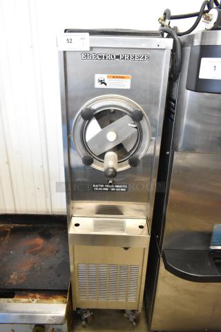 Electro Freeze 876-214 stainless steel frozen beverage machine, commercial floor style, single flavor, on casters, 115V, 1 phase.