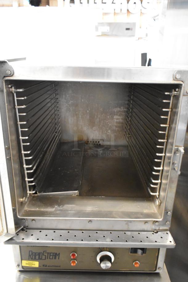 Southbend RS-4E RapidSteam commercial steam cabinet, stainless steel, single deck, visible control panel, pre-owned condition.