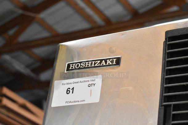 Hoshizaki stainless steel commercial ice head on bin, excellent condition, visible brand label and auction tag 61.