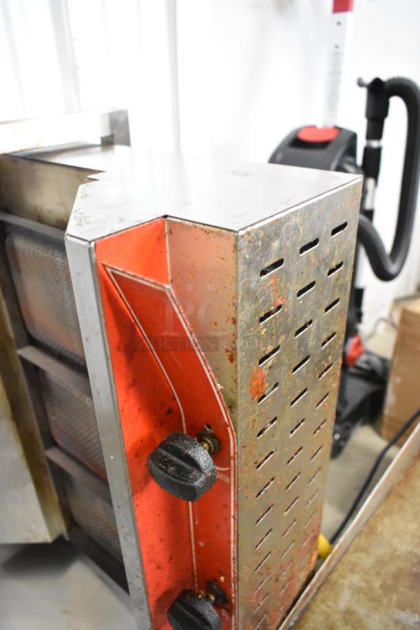 Cookline 3G stainless steel gyro shawarma broiler, 55 lb. capacity, 39,000 BTU, visible dials, used condition.