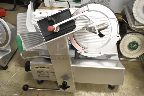 2023 Bizerba GSP H metal commercial countertop meat slicer, 120V, 1 phase. Excellent condition, visible controls and dials.