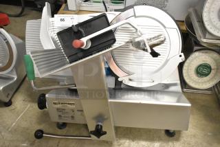 2023 Bizerba GSP H metal commercial countertop meat slicer, 120V, 1 phase. Excellent condition, visible controls and dials.