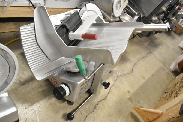 2023 Bizerba GSP H Metal Commercial Countertop Meat Slicer, 120V, 1 Phase, in excellent condition with adjustable thickness dial.