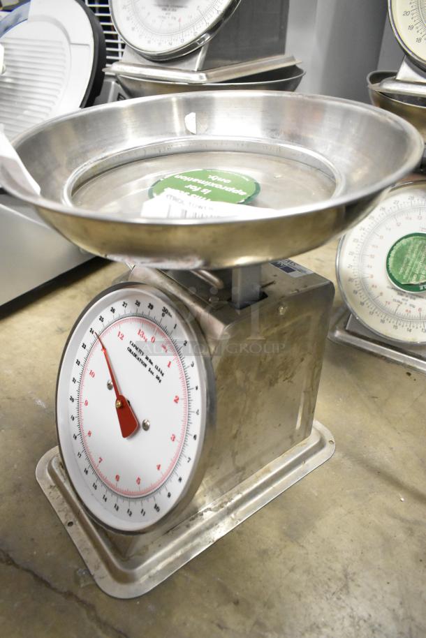 Marco SW10211 30lb countertop scale; stainless steel, analog display, used condition with visible dial markings.