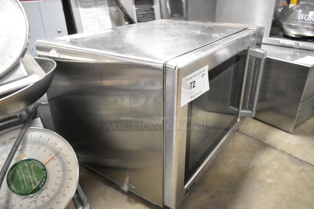 2016 Amana RCS10TS stainless steel commercial microwave oven, 120 volts, 1 phase, with minor surface marks.