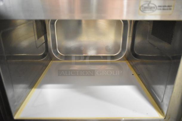 2016 Amana RCS10TS stainless steel commercial countertop microwave oven, clean interior, 120 volts, 1 phase.