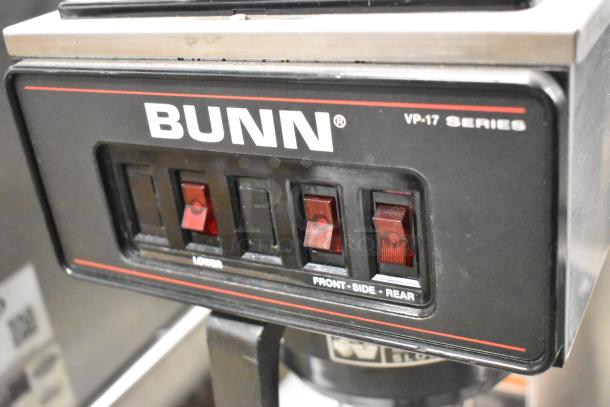 Bunn VP17-3 stainless steel commercial coffee machine with 3 burners, 120 volts, includes 2 coffee pots.
