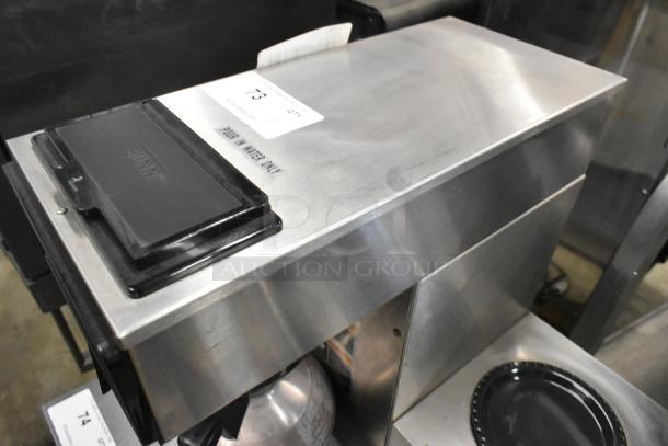 Bunn VP17-3 stainless steel 3 burner coffee machine, countertop model, 120V, with two coffee pots, good condition.
