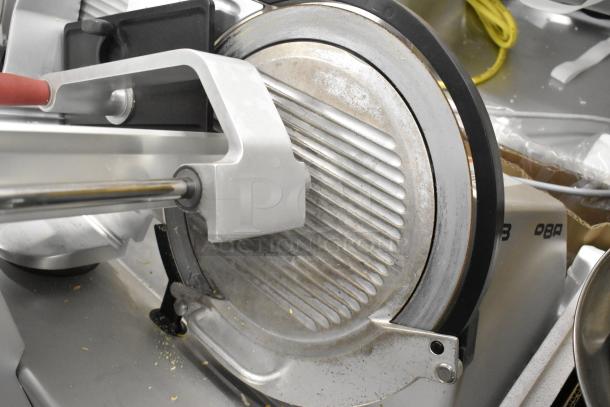 2018 Bizerba GSP H metal meat slicer, commercial countertop type, 120V, 1 phase, shows some wear.