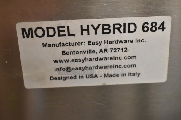 Easy Hardware Hybrid 684 stainless steel commercial portable single bay sink with caster wheels. Model details visible.