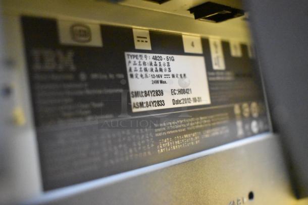 Close-up of IBM monitor label showing model 4820-51G, specifications, and manufacture date 2012-10-31.