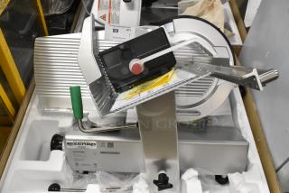 2024 Bizerba GSP H Metal Commercial Meat Slicer, 120V, 1 Phase. Features sharp blade, sturdy base, and branded markings.
