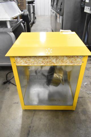 2019 OY-828 Metal Countertop Popcorn Machine, yellow, with popcorn graphics. 110V, 1 Phase. Used condition.