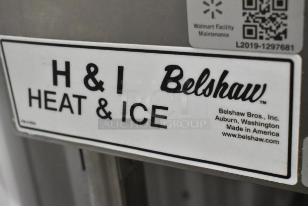 Belshaw Adamatic H&I stainless steel glazing station label, features model and brand details. Made in America.