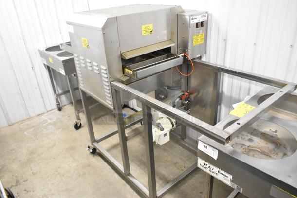 Belshaw TG50 Stainless Steel Thermoglazing Station, floor style on casters, 208V, 1 phase, commercial equipment, visible labels.