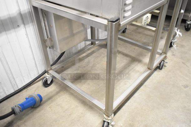 Belshaw TG50 Thermoglazing Station, stainless steel, commercial casters, 208V, 1 phase, floor style, sturdy condition.