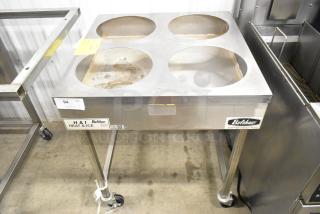 Belshaw Adamatic H&I-4 stainless steel commercial glazing station, four slots, on casters, 208-240V, used condition.