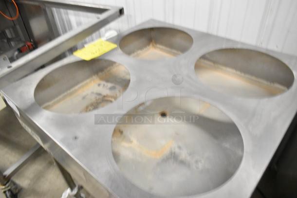 Belshaw Adamatic H&I-4 stainless steel glazing station, four holders, on casters. Uses 208-240 volts, 1 phase.