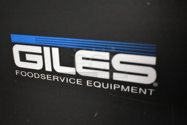 Giles EOF-24 stainless steel commercial fryer with 2 bays, center dumping station, on casters, 480V, 3-phase.