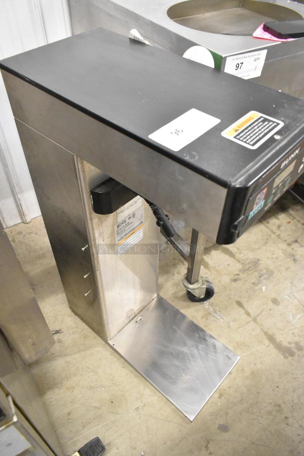 Bunn ITCB-DV stainless steel commercial iced tea machine, 120 volts, 1 phase, with visible brand and model labels.