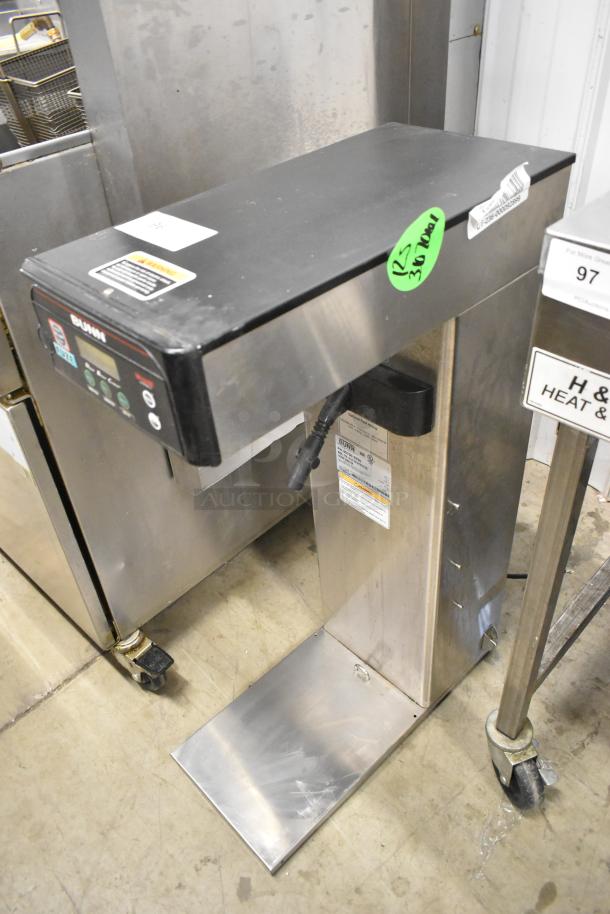 Bunn ITCB-DV stainless steel iced tea machine, commercial countertop model, 120 volts, good condition, visible control panel.