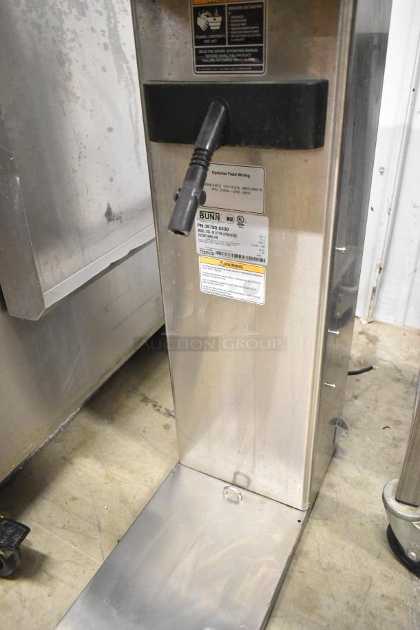 Bunn ITCB-DV Stainless Steel Iced Tea Machine, 120V, 1 Phase, commercial countertop model with visible labels and cord.