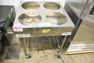 Belshaw Adamatic H&I-4 stainless steel glazing station, floor style, with commercial casters, 208-240V, 1 Phase.