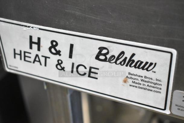 Belshaw Adamatic H&I-4 stainless steel heat & ice glazing station, commercial casters, 208-240V, 1 phase, made in USA.