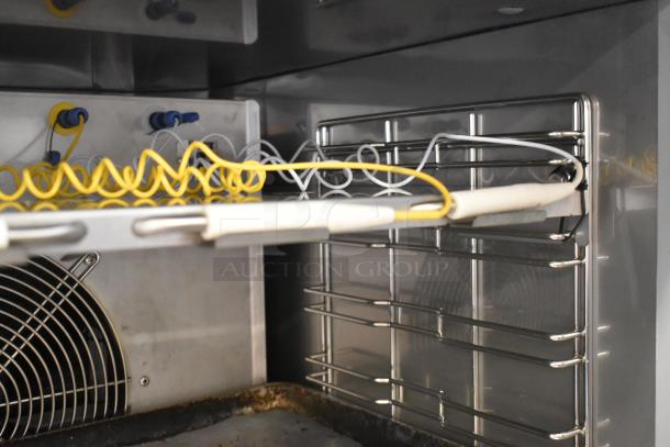 2021 Desmon GBF-15+ETL stainless steel blast chiller interior with four probes, shelves, and visible fan.