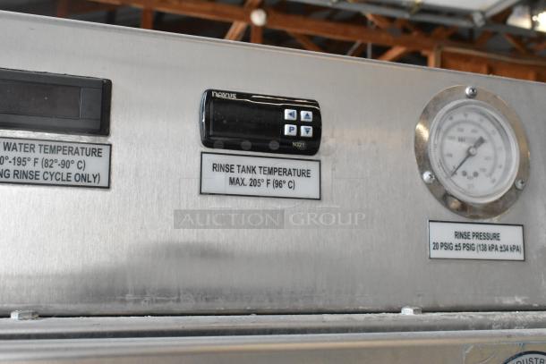 LVO FL14E stainless steel commercial pot washer control panel with temperature and pressure gauges.