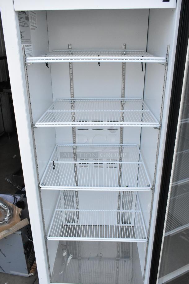 2019 Habco SE18 commercial cooler, single door, metal, poly-coated racks, 115V, 1 phase, interior view, clean condition.