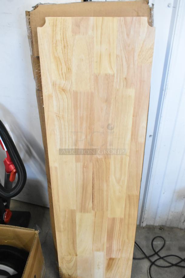 Wooden under shelf cover with natural wood grain, rectangular shape, smooth finish, excellent condition, ideal for shelving.