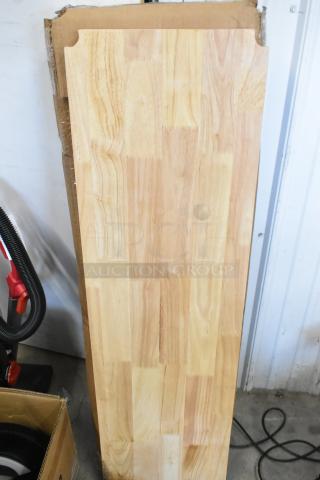 Wooden under shelf cover with natural wood grain, rectangular shape, smooth finish, excellent condition, ideal for shelving.