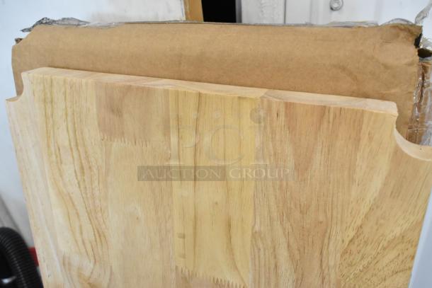 Wooden under shelf cover with natural finish. Slightly curved edges; new condition. Ideal for enhancing storage aesthetics.