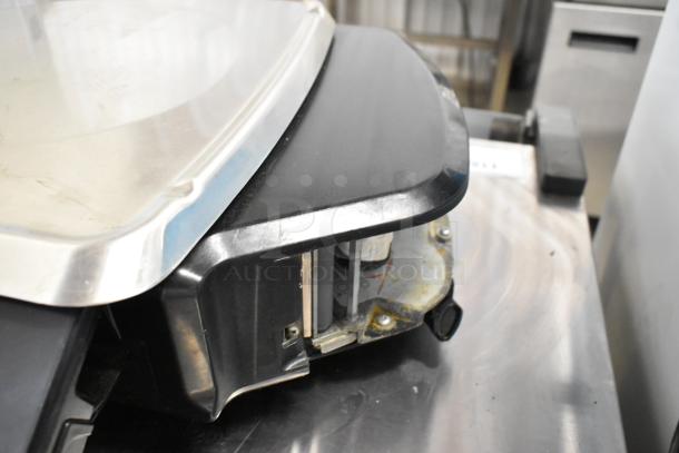 2016 Hobart HTi commercial food portioning scale, stainless steel, black accents, visible control panel. 120/208-240V, 1 phase.