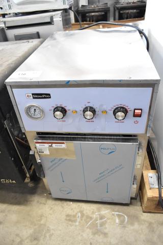 Brand new Cooking Performance Group SlowPro CHCT1A countertop cook and hold oven, model 351CHCT1A, 120 volts, shown with protective film.