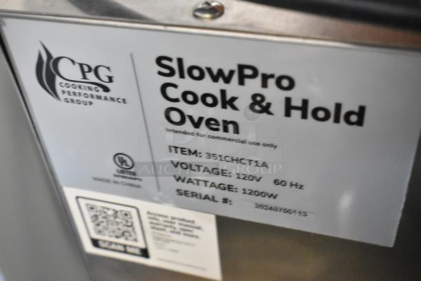 BRAND NEW 2024 Cooking Performance Group SlowPro Cook & Hold Oven, model 351CHCT1A, 120V, 1 Phase. Serial visible.